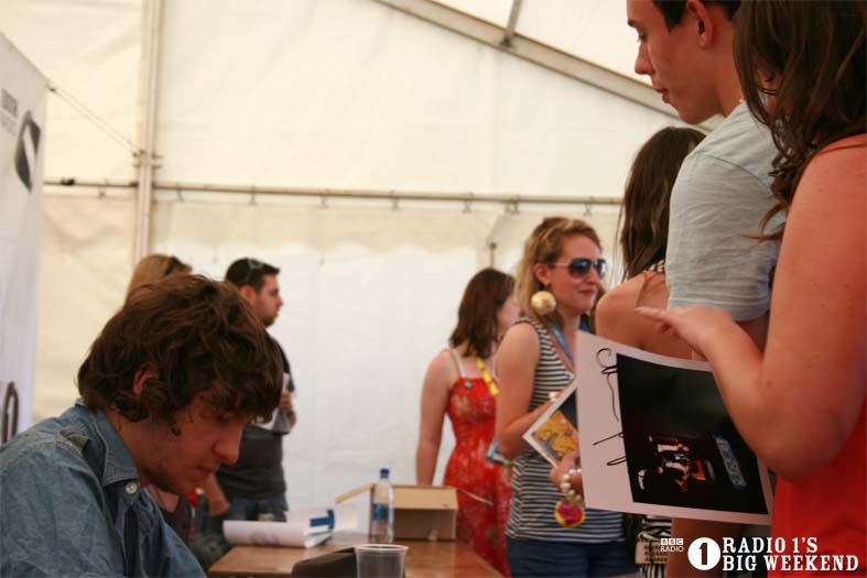 The Kooks in the signing tent