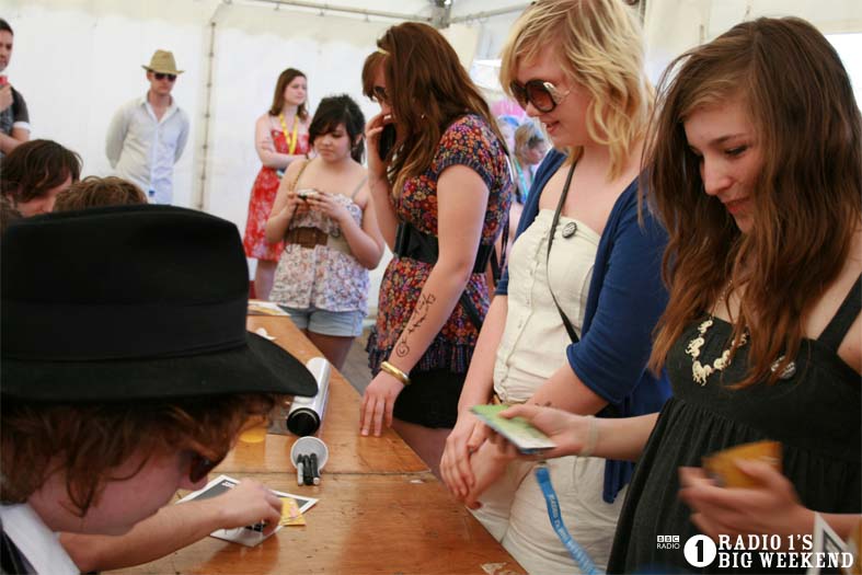 The Kooks in the signing tent