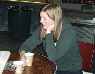 student drinking  coffee