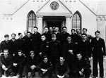 Prisoners outside the chapel