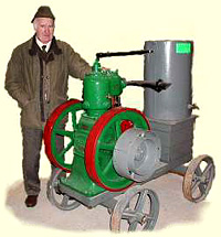 Sam beside Lister engine