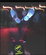 feet in the air