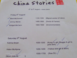The voice over cast list of 8th and 9th August.