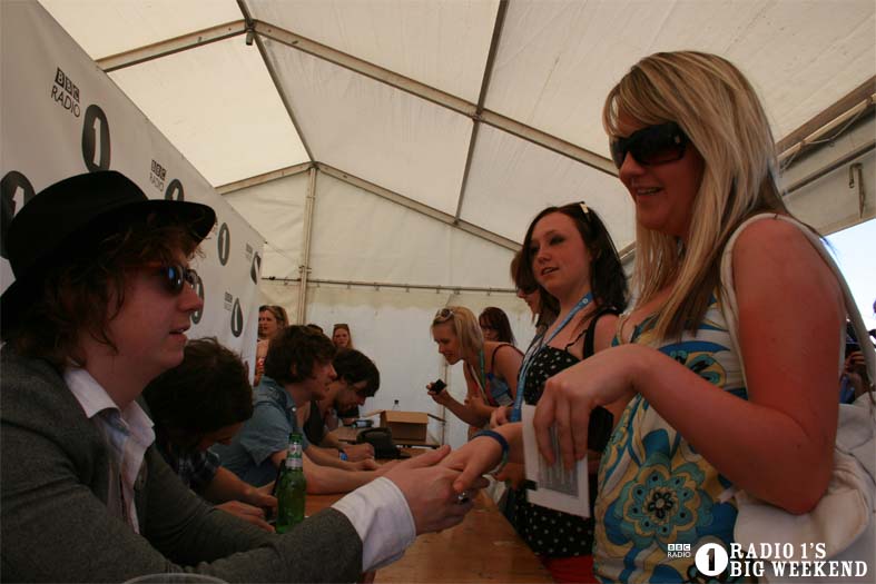 The Kooks in the signing tent