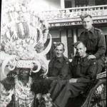 Photograph shows Frank Theaker’s father George Theaker, the soldier on the far left,  being transported in a rickshaw by a Zulu in Cape Town, South Africa when on his way to India and on to Burma to serve with General Wingate’s Chindits. George had undergone training in Ireland.