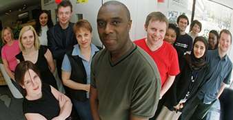 Tim Pemberton with the BBC2002 team