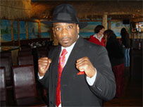 black male in boxing stance