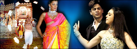 Composite graphic with Bollywood actors, model