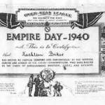 Empire Day 1940.  Certificate to thank Kathleen Baker for providing comfort and contentment to the soldiers, sailors and airmen of the British Commonwealth.