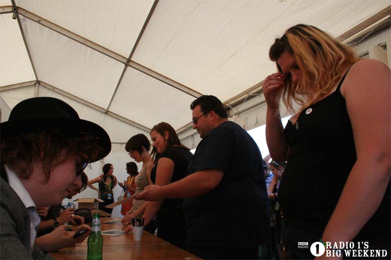 The Kooks in the signing tent