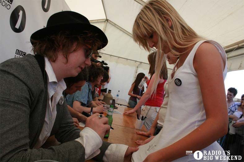 The Kooks in the signing tent