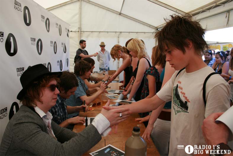 The Kooks in the signing tent