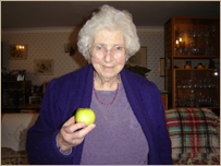 Diana Toms with her apple