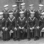 DRAKE CLASS OF SECOND CLASS STOKERS  MARCH 1936  HAVING COMPLETED EIGHT WEEKS BASIC TRAINING  SEAMAN P / O BROWN CENTRE FRONT RANK  I am the third left rear rank on my right is Charlie Camel second right is Bill Bendall, second left front row is Taffy Thomas and second right front is Hubbard these were very good mates and we all served on H M S Hood 1936 - 1939  The only one of these I met after leaving Hood was Hubbard.