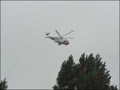 Rescue helicopter over Sedgeberrow