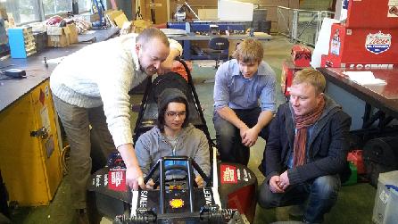 Adam with members of Cardiff's Formula Student Team Adam with members of Cardiff's Formula Student Team