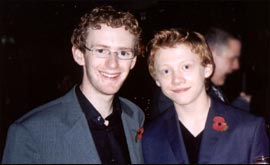 Picture: Chris Rankin and Rupert Grint at the end of film party.
