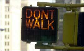 Don't Walk american crossing sign.