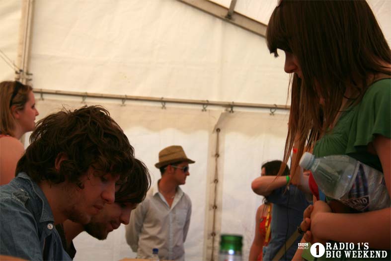 The Kooks in the signing tent