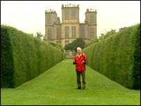 John Holmes in front of Hardwick Hall