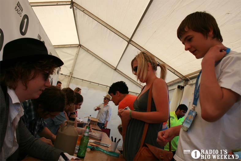 The Kooks in the signing tent