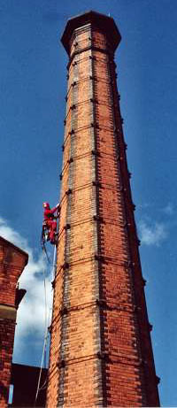 Surveying one of the chimneys at the gasworks site in Belfast