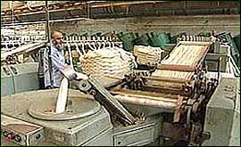 millworker tending to a machine in Whiteheads
