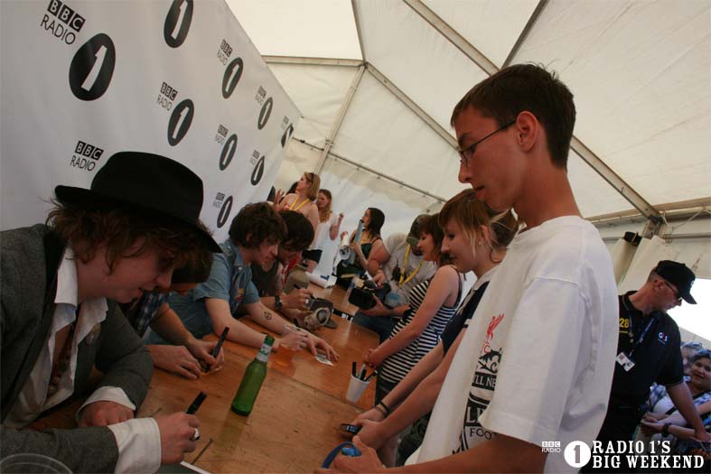 The Kooks in the signing tent