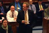 Image of the Sinn Féin MLA Martin McGuinness addressing the Assembly on being appointed Minister for Education, 29 November 1999