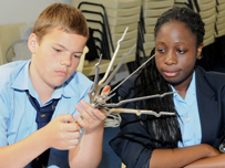 Pupils looking at medical artefacts