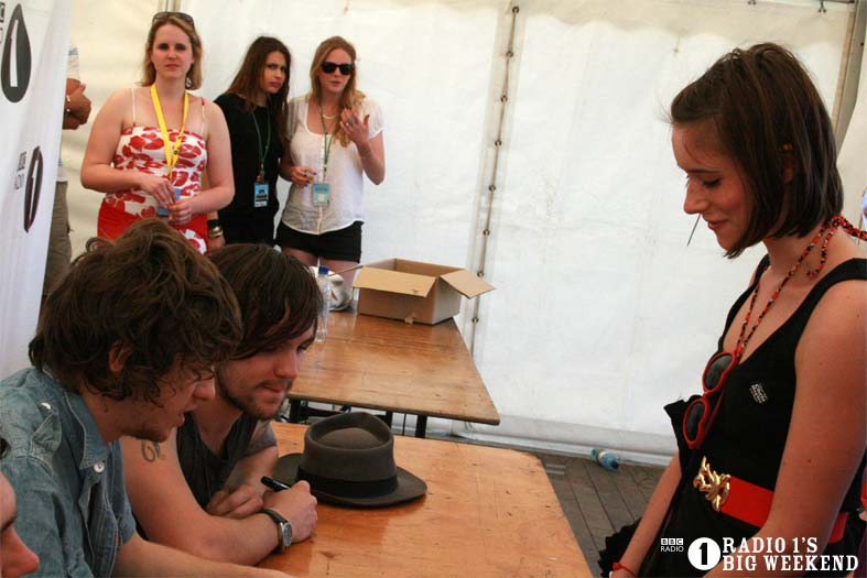The Kooks in the signing tent