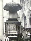 Image of the double-decker pulpit at Hereford Cathedral