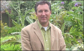 Paul Wells in front of a patch of Cardoon to give an idea of the size of the herb