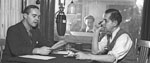 Presenters in an old BBC studio