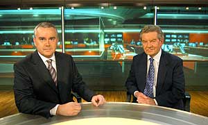 Newsreaders past and present - Huw Edwards and Richard Baker mark 50 years of BBC Television News