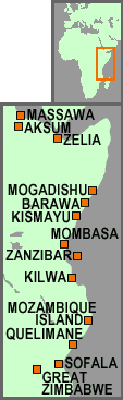 Main towns on the Swahili Coast