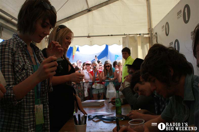 The Kooks in the signing tent