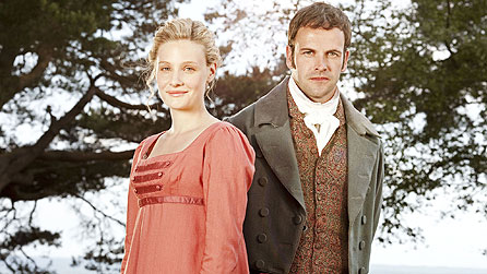 Emma played by Romola Garai and Knightly by Jonny Lee Miller (image: BBC/David Venni)