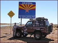 Picture: Sarah crosses the Arizona state line