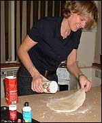Picture: Jo rolls out the dough mixture