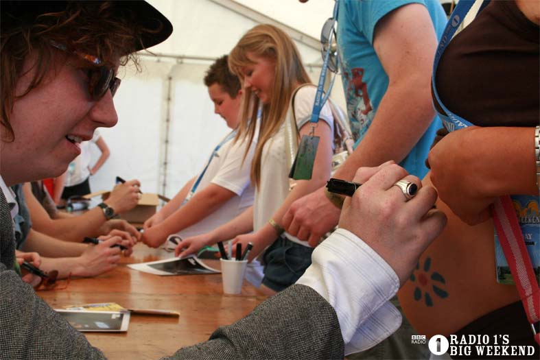 The Kooks in the signing tent