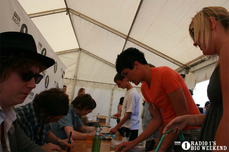 The Kooks in the signing tent