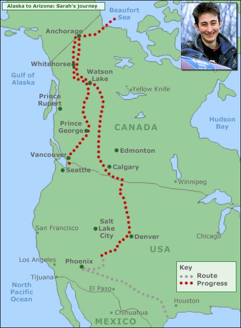 Graphic: Map of Sarah's progress