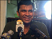 Ranjan Ramanayaka after an attack by UPFa supporters