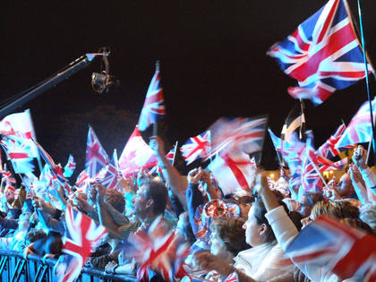 The crowd enjoying a wonderful night's entertainment in London's Hyde Park