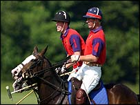 Prince William and the Prince of Wales playing polo at Cirencester