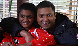 Ranjit Kaskar (Nazim Khan) and Dr Kaskar (Pal Aron). © Hartswood Films/Matt Squire 