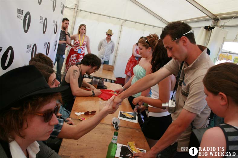 The Kooks in the signing tent