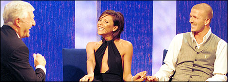 Parkinson with Victoria and David Beckham in 2001