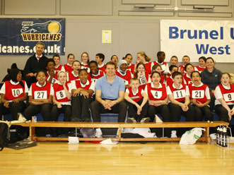 Roger, 8LE, Headteacher Phil Cross and PE teacher Laura Lewis